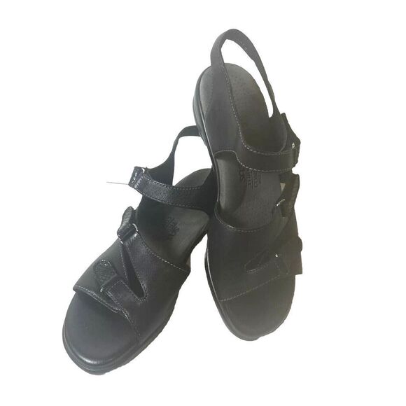 SAS Tripad Comfort Sandals Black Leather Womens Sz 7 W Comfort Casual Sling Back - Picture 2 of 10